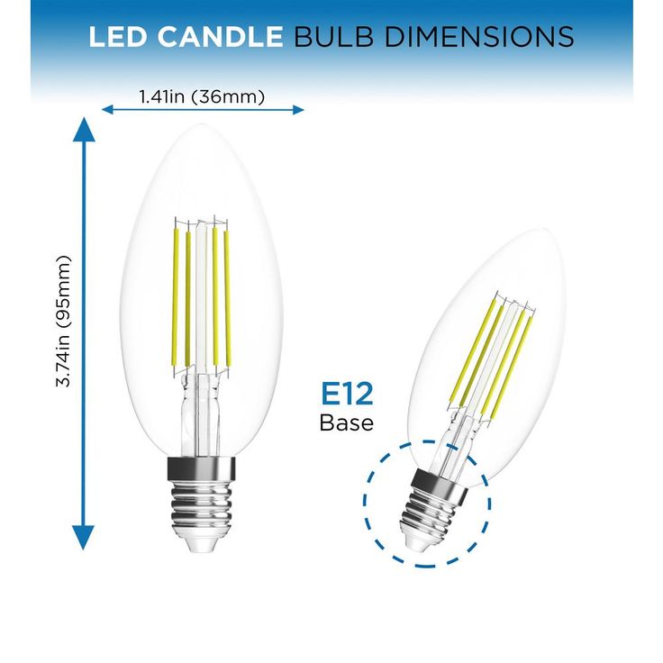 Viribright 35-Watt Equivalent B10 Dimmable E12 Candelabra Base LED Light Bulb Warm White (6-Pack)