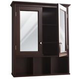 VEIKOUS 24.8-in x 30.3-in Surface Mount Brown Mirrored Medicine Cabinet