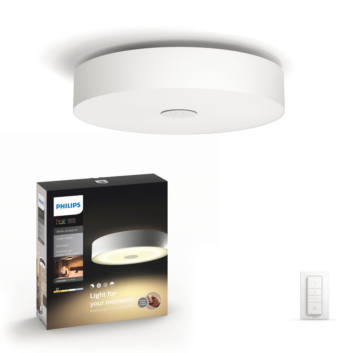 Philips Hue White Ambiance Fair LED Dimmable Smart Ceiling Light with Dimmer Switch