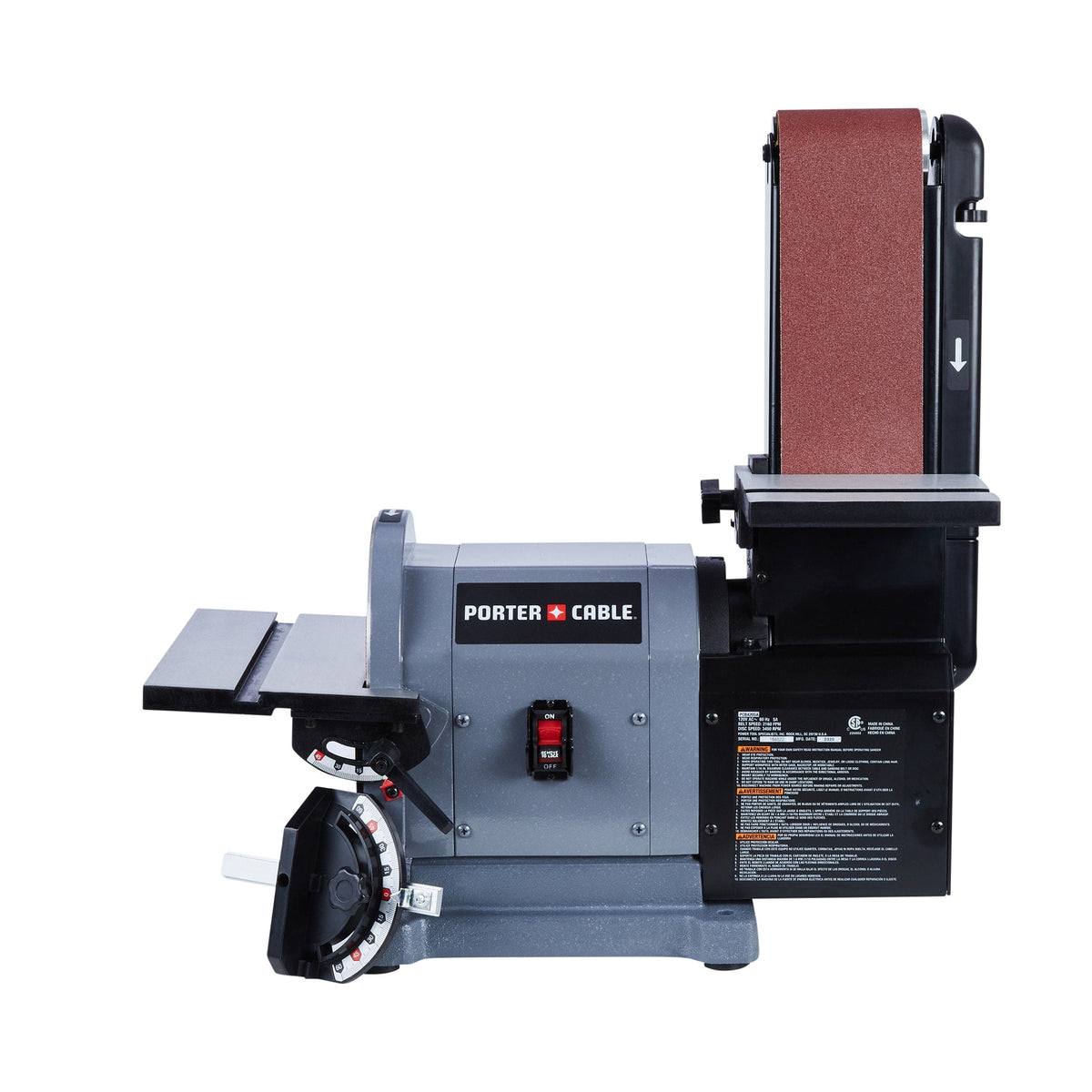 PORTER-CABLE 4-in x 36-in Belt, 8-in Disc, 5-Amp Benchtop Sander