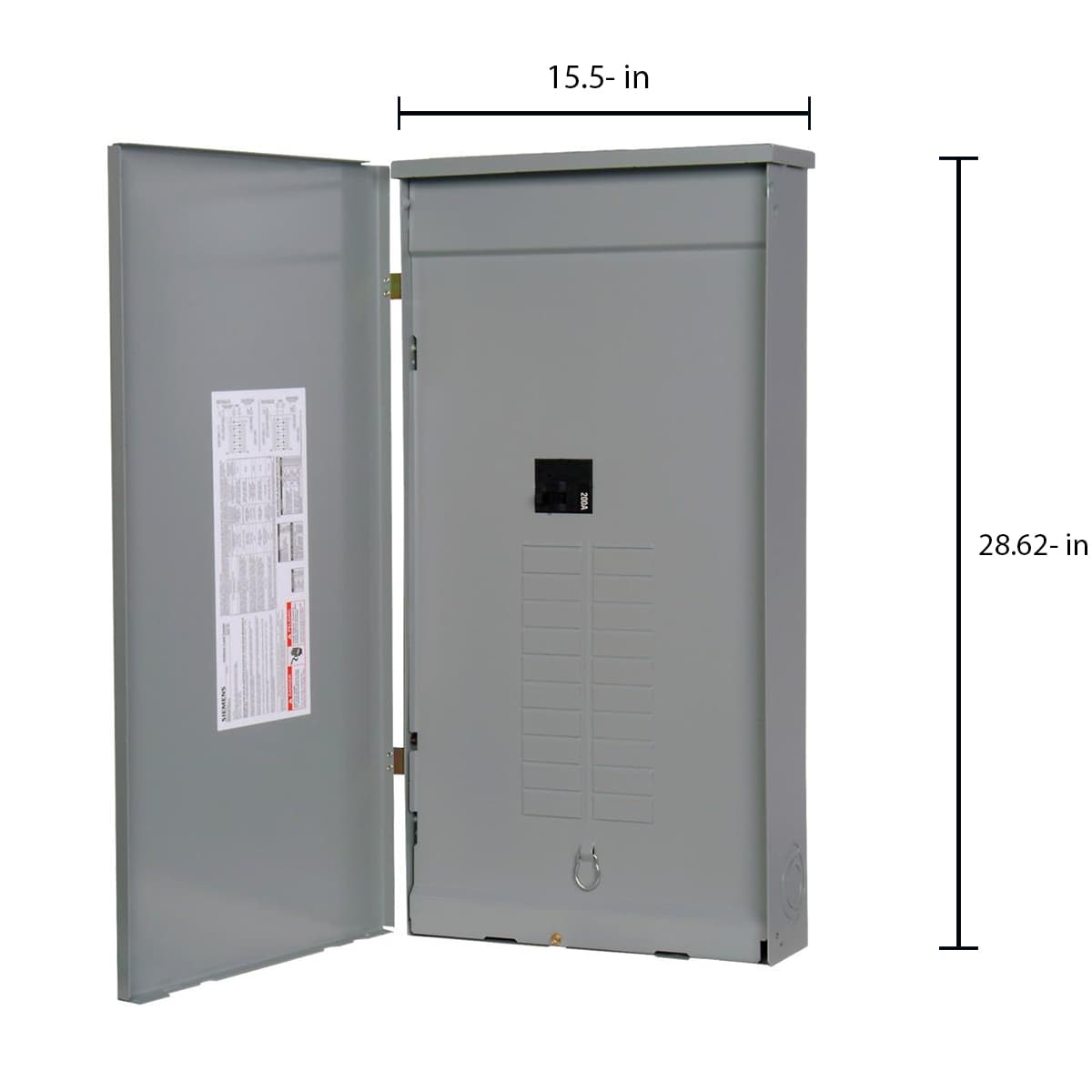 Siemens SN 200-Amp 20-space load center - angle view