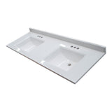 Camilla 61 in. Cultured Marble Vanity Top in Solid White with Double Basin - Super Arbor