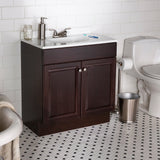 Project Source 30.5-in Java Single Sink Bathroom Vanity with White Cultured Marble Top