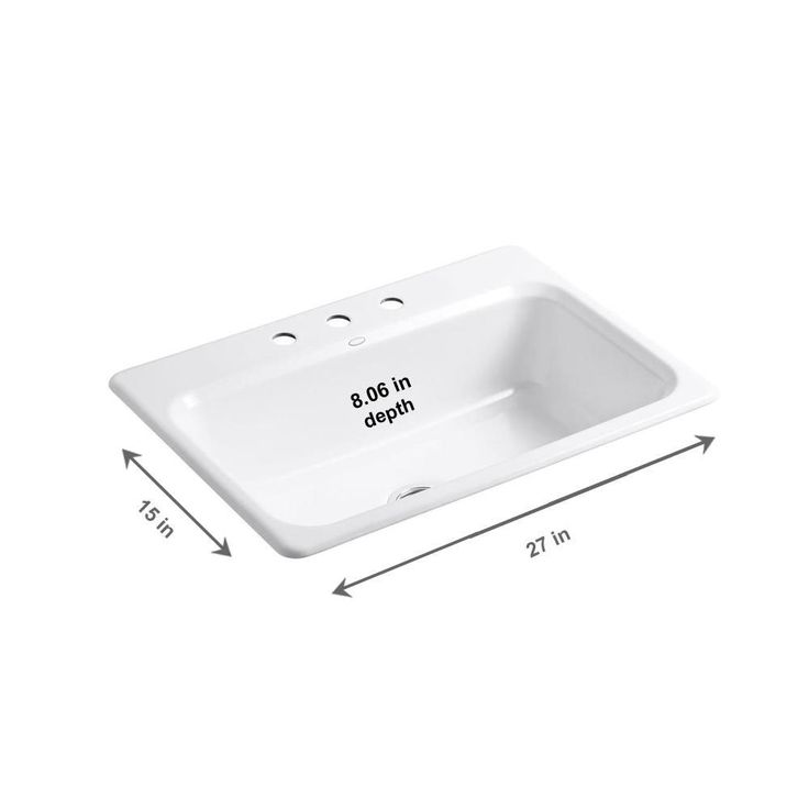Bakersfield Drop-In Cast-Iron 31 in. 3-Hole Single Bowl Kitchen Sink in White