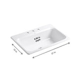 Bakersfield Drop-In Cast-Iron 31 in. 3-Hole Single Bowl Kitchen Sink in White