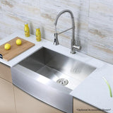 Handmade Farmhouse Apron-Front Stainless Steel 30 in. Single Bowl Kitchen Sink