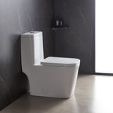 Round Bowl One-Piece Dual Flush 1.28 GPF/0.88 GPF High Efficiency Skirted All-in-One Toilet in White Seat Included - Super Arbor