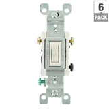 15 Amp 3-Way Toggle Switch, White (6-Pack) - Super Arbor