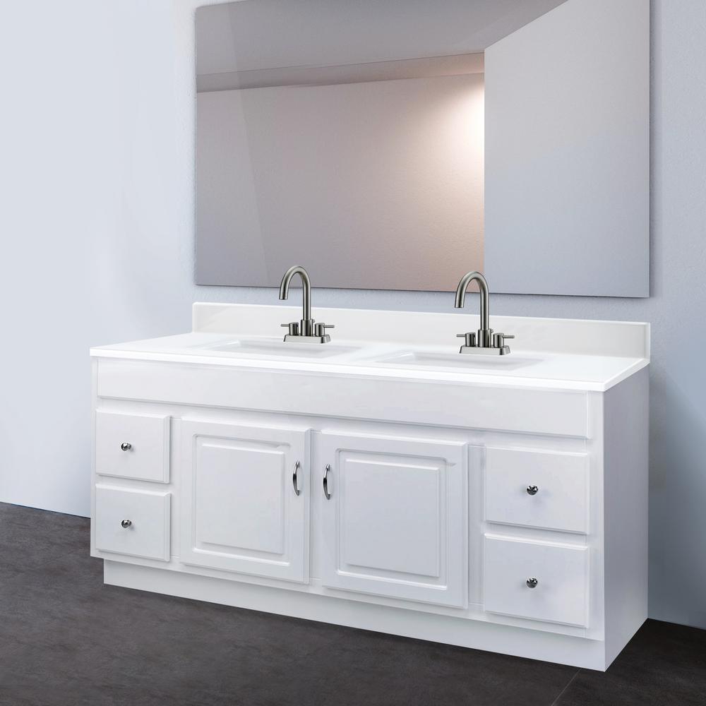 Camilla 61 in. Cultured Marble Vanity Top in Solid White with Double Basin - Super Arbor