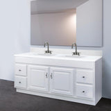 Camilla 61 in. Cultured Marble Vanity Top in Solid White with Double Basin - Super Arbor