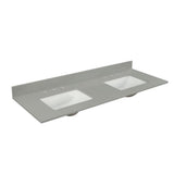 73 in. W x 22 in. D x 0.75 in. H Quartz Vanity Top in Earth Gray with White Basins - Super Arbor