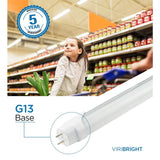 Viribright 4 ft. 40-Watt Equivalent Ballast Bypass Daylight White (5000K) Linear Single End Power T8 LED Tube Light Bulb (12-Pack)