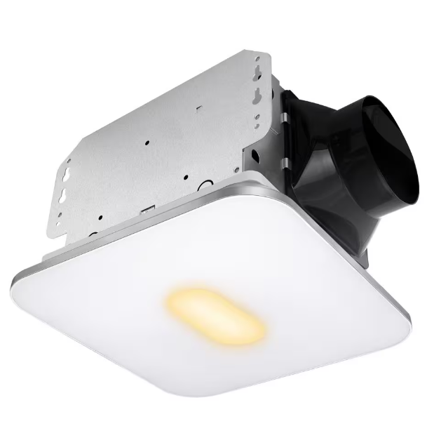 Decorative Silver Fan Speed 90 CFM Ceiling Bathroom Exhaust Fan with 18-Watt Dimmable 3CCT LED Light