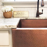 Adams All-in-One Farmhouse Copper 33 in. Single Bowl Kitchen Sink with Pfister Rustic Bronze Faucet and Disposal Drain