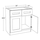 Home Decorators Collection Newport 33 in. W x 21 in. D x 34.5 in. H Assembled Plywood Sink Base Bath Cabinet in Mythic Blue with Soft Close