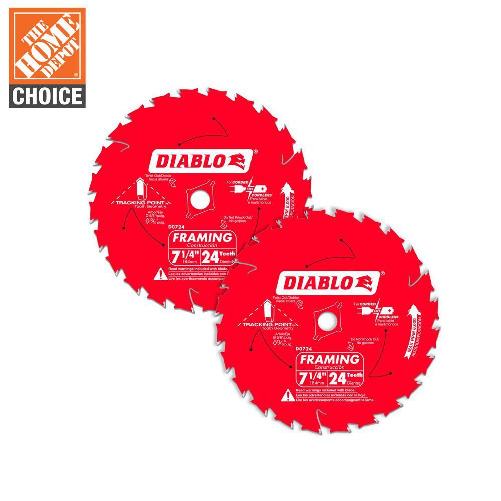 7-1/4 in. 24-Tooth Carbide Framing Circular Saw Blade Value Pack (2-Pack) - Super Arbor