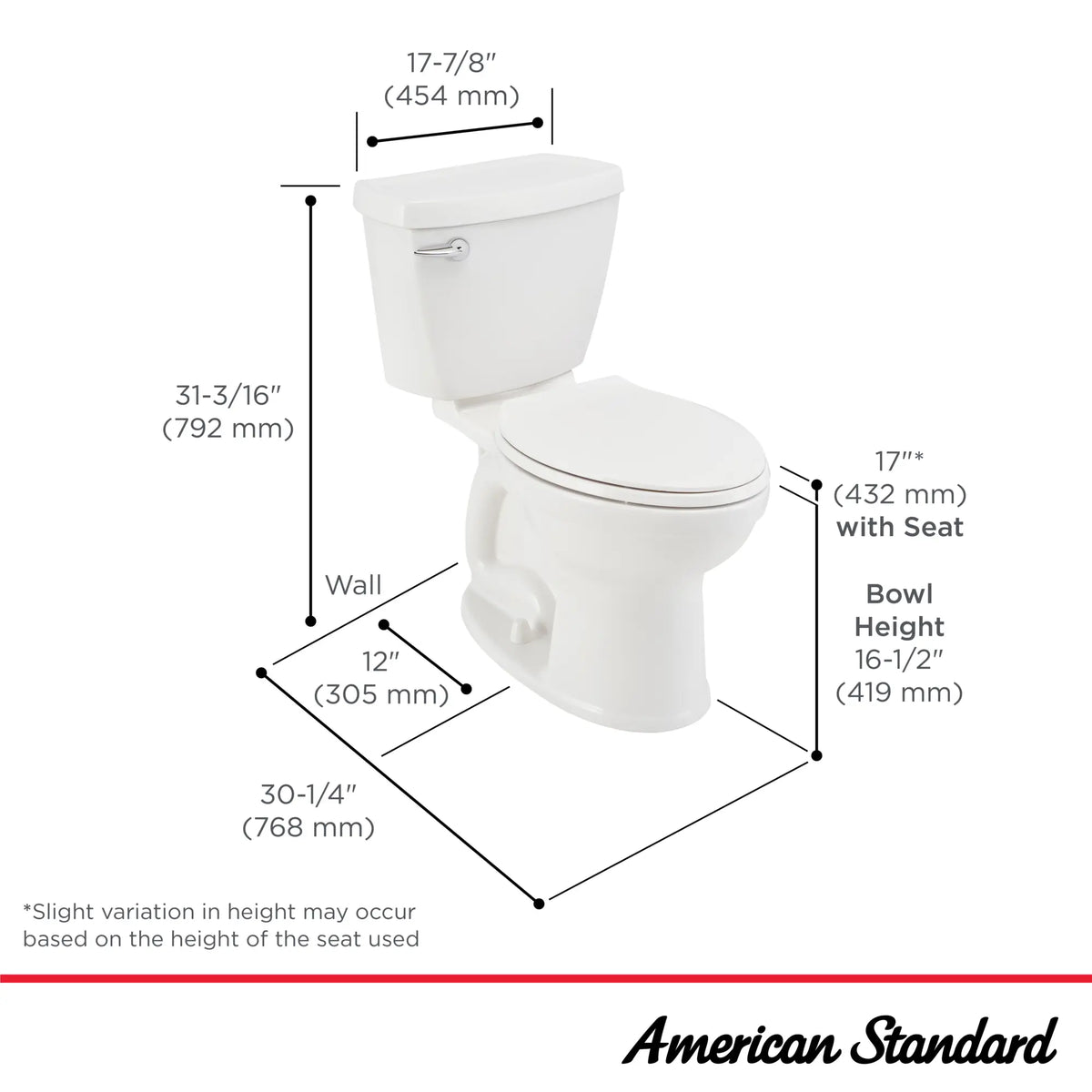 American Standard Champion White Elongated Chair Height 2‑Piece Toilet, 12‑in Rough-In