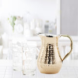1.5 Qt. Decor Copper Hammered Water Pitcher in Brass Ice Guard and Handle