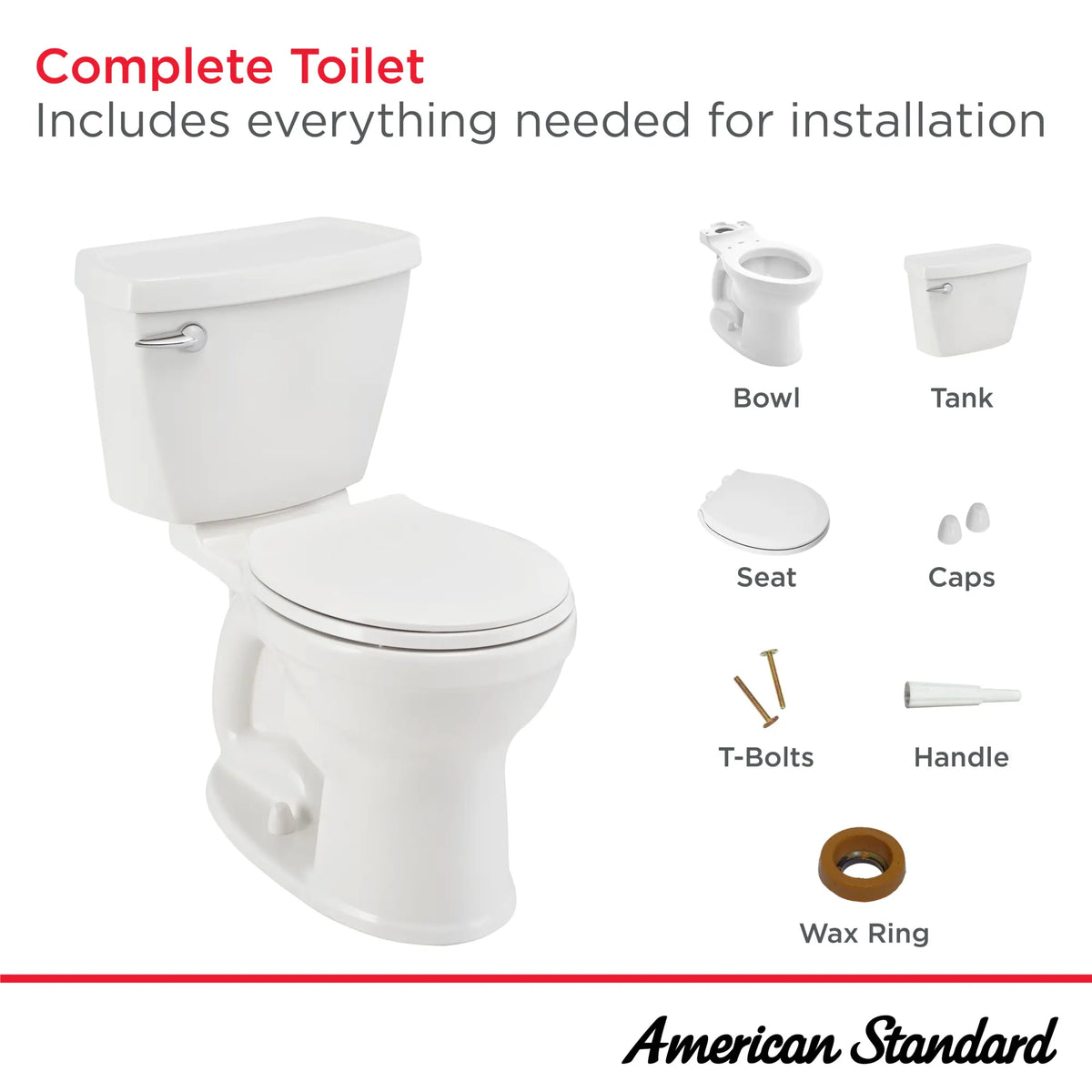 American Standard Champion White Round Chair Height 2-piece Toilet, 12-in Rough-In