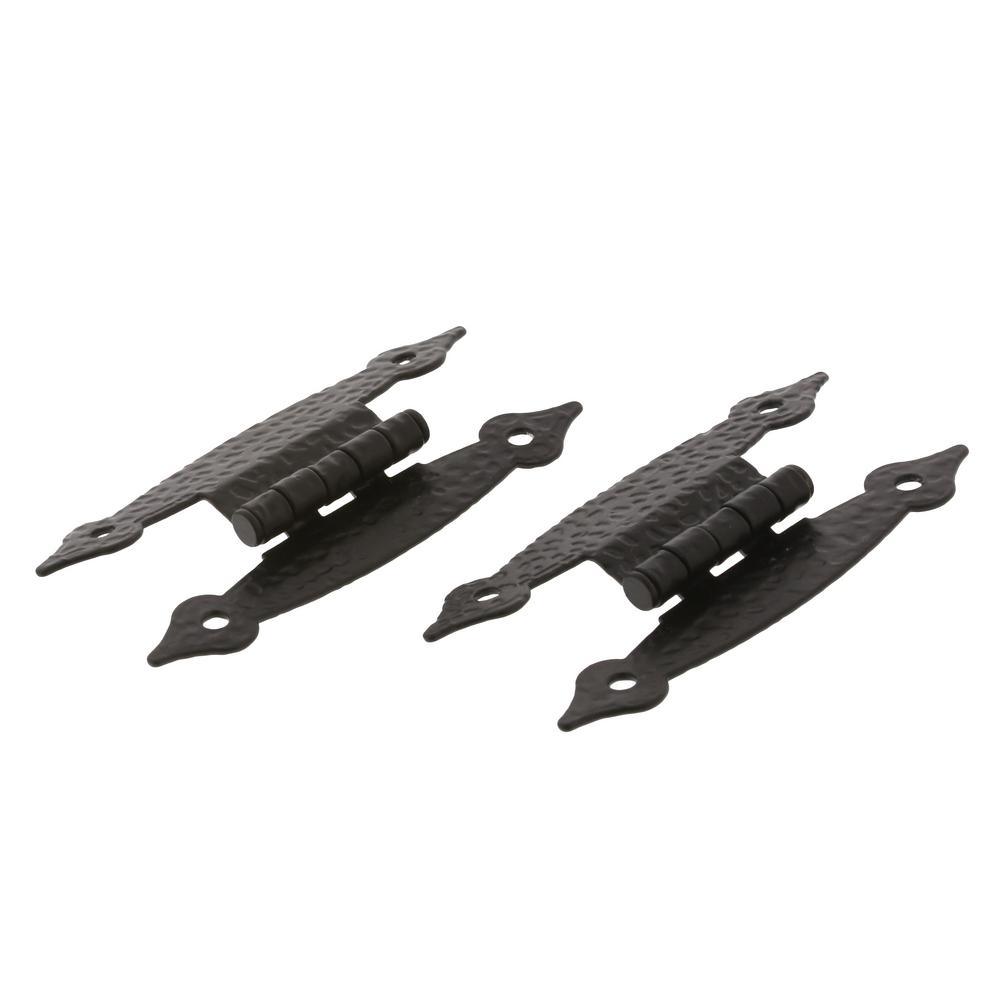 3-1/2 in. Offset Black H Hinge (2-Pack) - Super Arbor