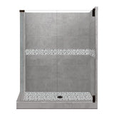 Newport Grand Hinged 42 in. x 48 in. x 80 in. Right-Hand Corner Shower Kit in Wet Cement and Black Pipe Hardware - Super Arbor