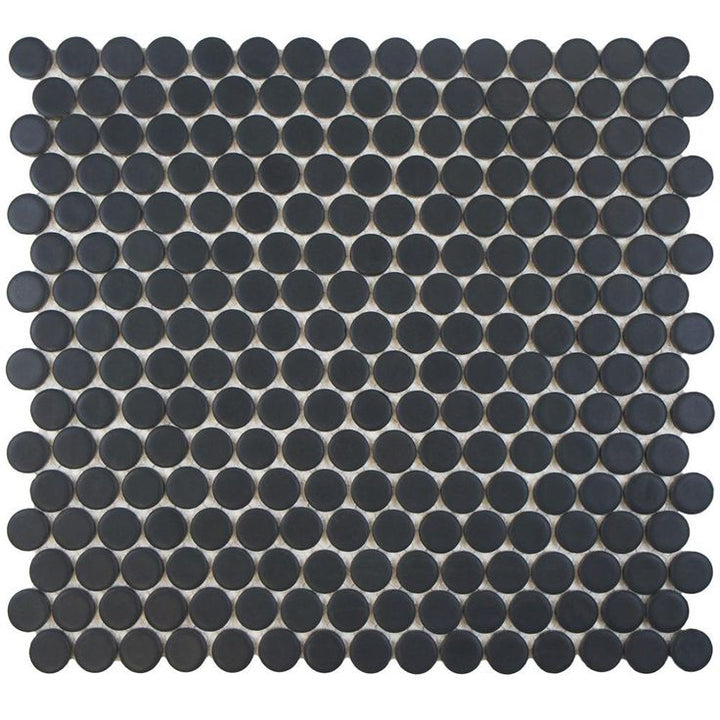 Festival Penny White Polished Porcelain Mosaic Tile - 11 x 11
