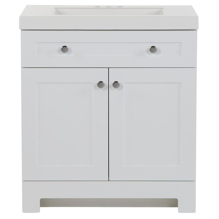 Everdean 30.5 in. W x 19 in. D x 34 in. H Bath Vanity in White with Cultured Marble Vanity Top in White with White Sink