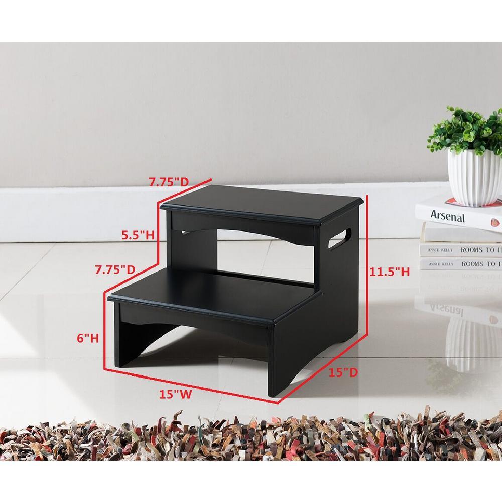 2-Step Black Wood Bedroom Step Stool - Super Arbor