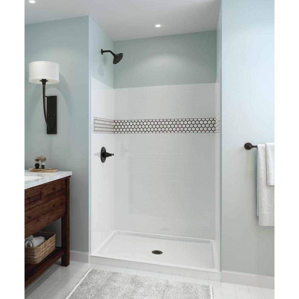 Classic 400 34 in. x 48 in. Single Threshold Alcove Shower Base in High Gloss White - Super Arbor