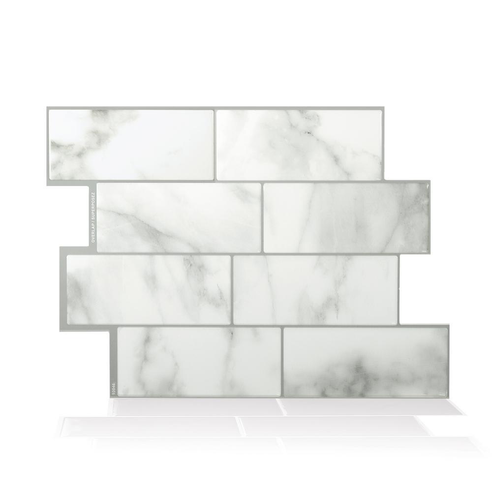 Metro Campagnola 11.56 in. W x 8.38 in. H White Peel and Stick Decorative Mosaic Wall Tile Backsplash (4-Pack) - Super Arbor