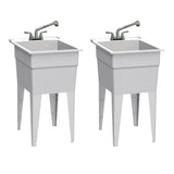 18 in. x 24 in. Polypropylene Granite Laundry Sink with 2 Hdl Non Metallic Pullout Faucet and Installation Kit (Pk of 2) - Super Arbor