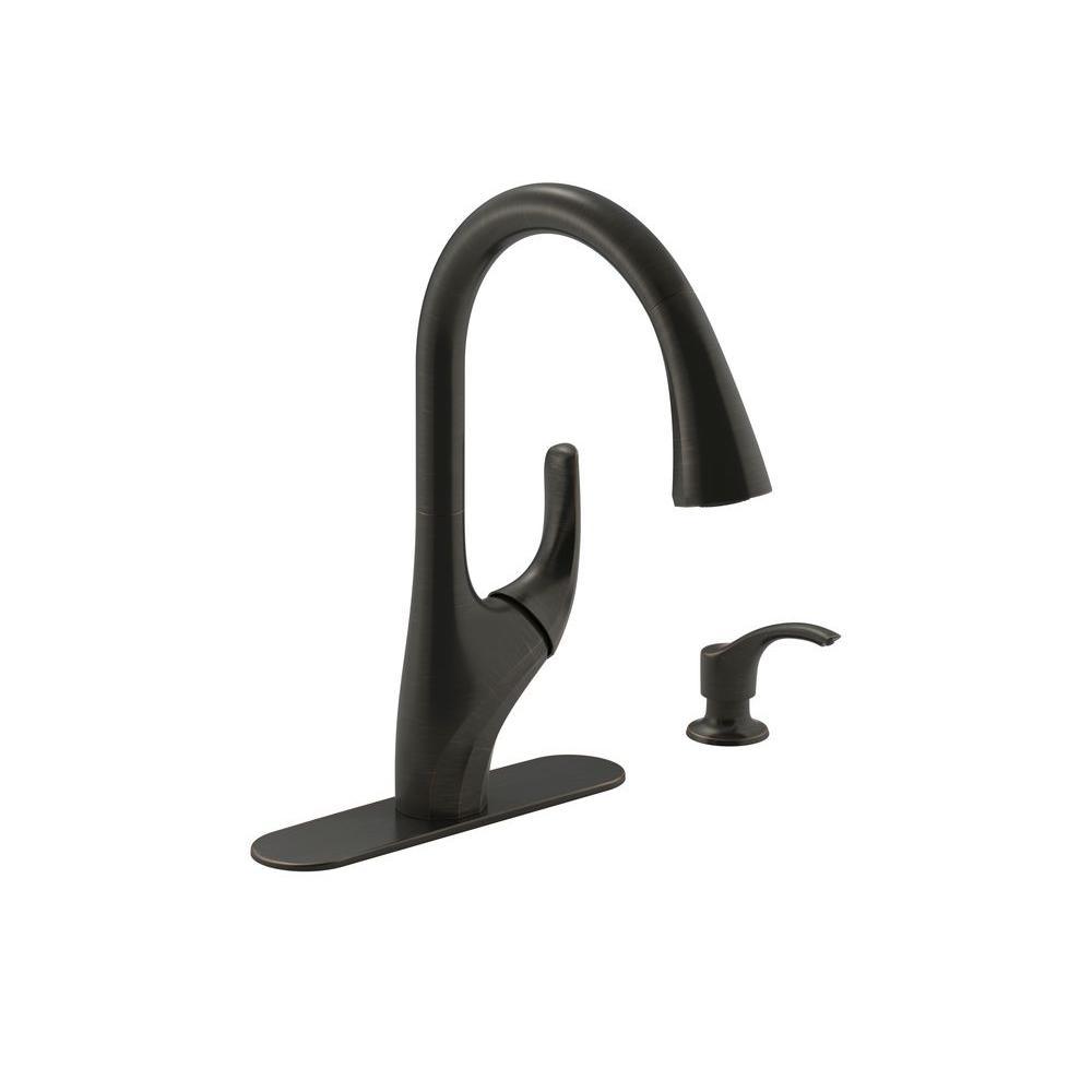 Trielle Single-Handle Pull-Down Sprayer Kitchen Faucet in Vibrant Stainless - Super Arbor