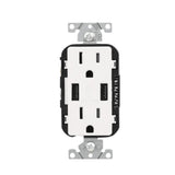 3.6A USB Dual Type A In-Wall Charger with 15 Amp Tamper-Resistant Outlets, White - Super Arbor