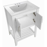 ANZZI Mosset series 24-in Black Single Sink Bathroom Vanity with White Ceramic Top (Mirror Included) - Super Arbor