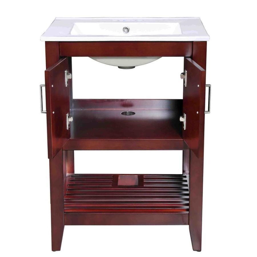 ANZZI Mosset series 24-in Black Single Sink Bathroom Vanity with White Ceramic Top (Mirror Included) - Super Arbor