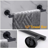 Porter 3-Piece Bath Hardware Set with Towel Hook and Toilet Paper Holder and 12 in. Towel Bar in Stainless Steel Black - Super Arbor