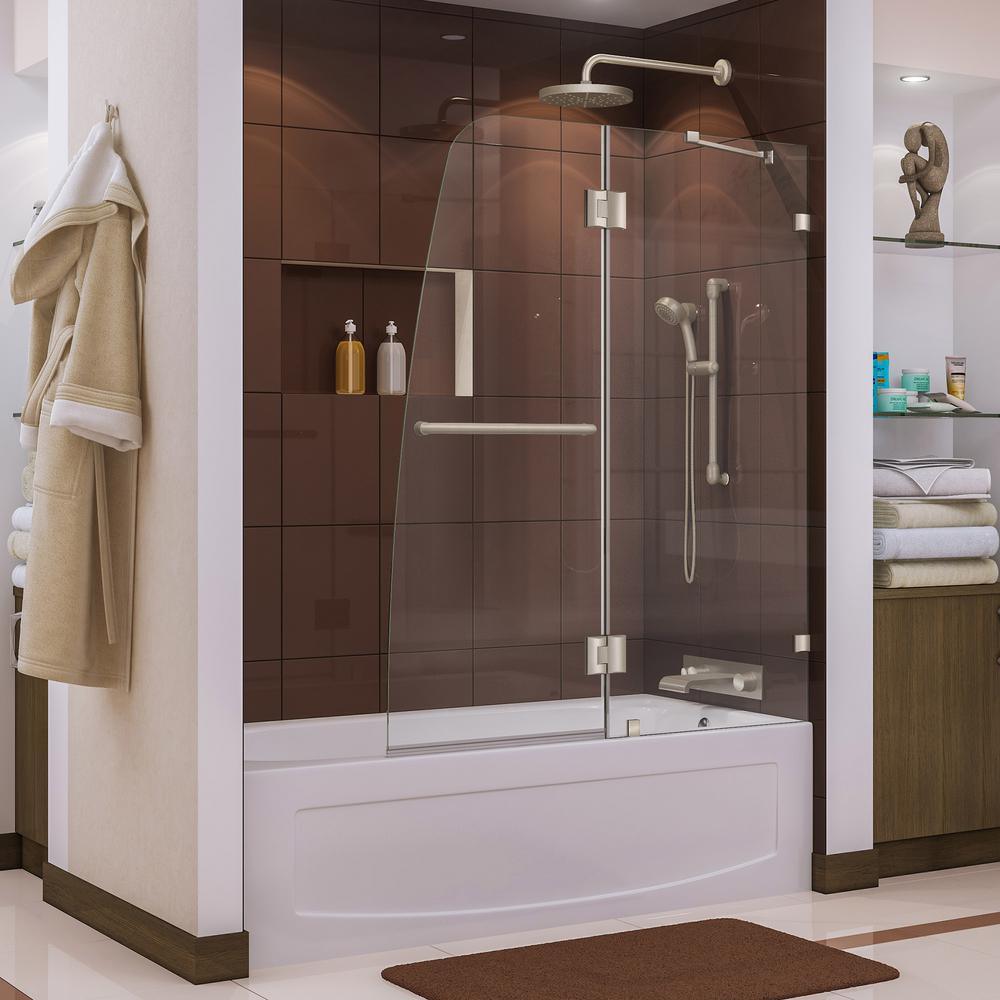 Aqua Lux 48 in. x 58 in. Frameless Hinged Tub Door in Chrome - Super Arbor