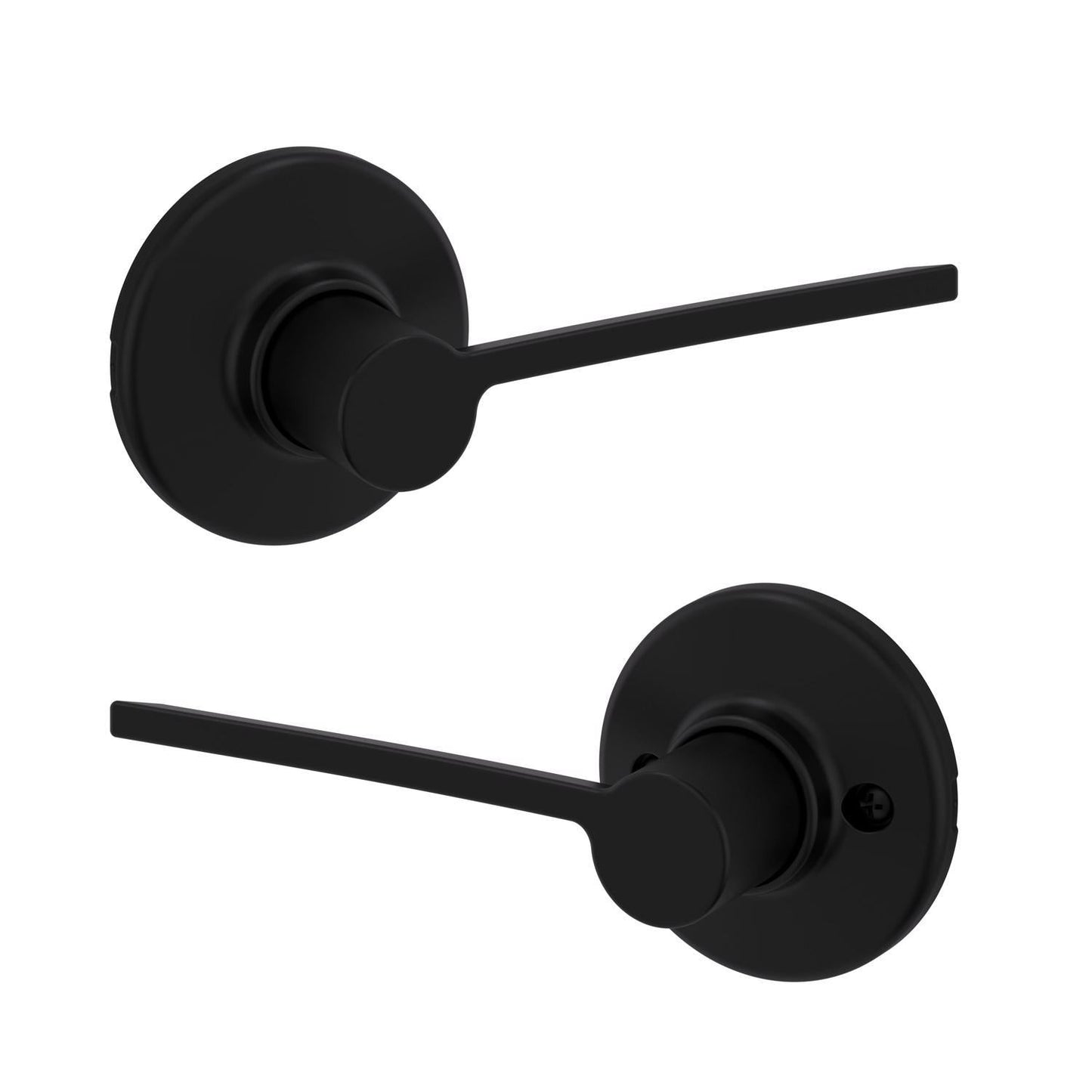Kwikset Ladera Matte Black Passage Lever, Reversible for Right or Left Handed Doors