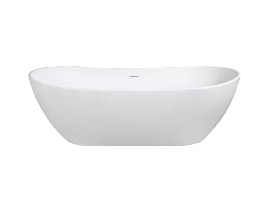 Serena 71.4 in. Solid Surface Flatbottom Freestanding Bathtub in White