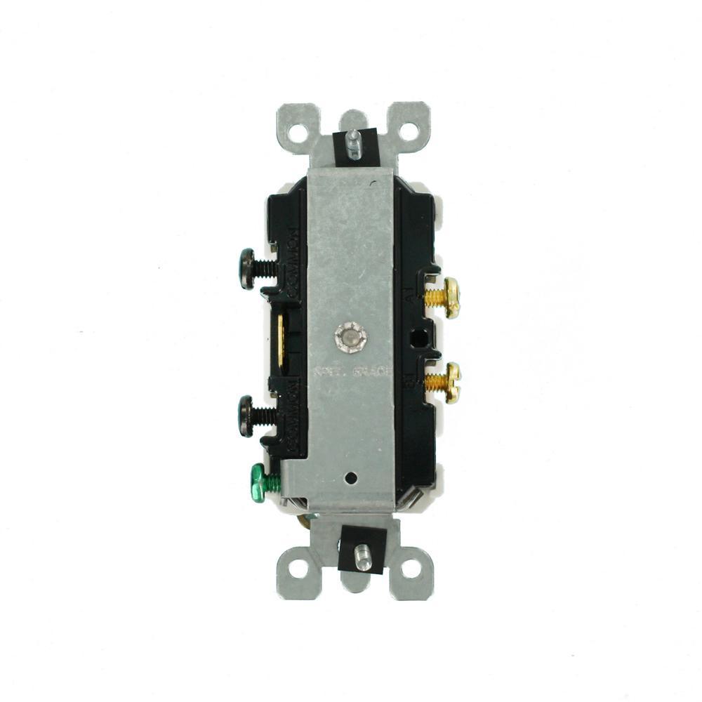 15 Amp Combination Double Switch, White - Super Arbor
