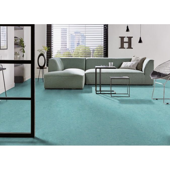 Forbo Flooring Systems Marmoleum Cinch Loc Seal Aqua 10-mm T x 12-in W x 36-in L Waterproof Tile Look Laminate Flooring (20.34-sq ft / Carton)