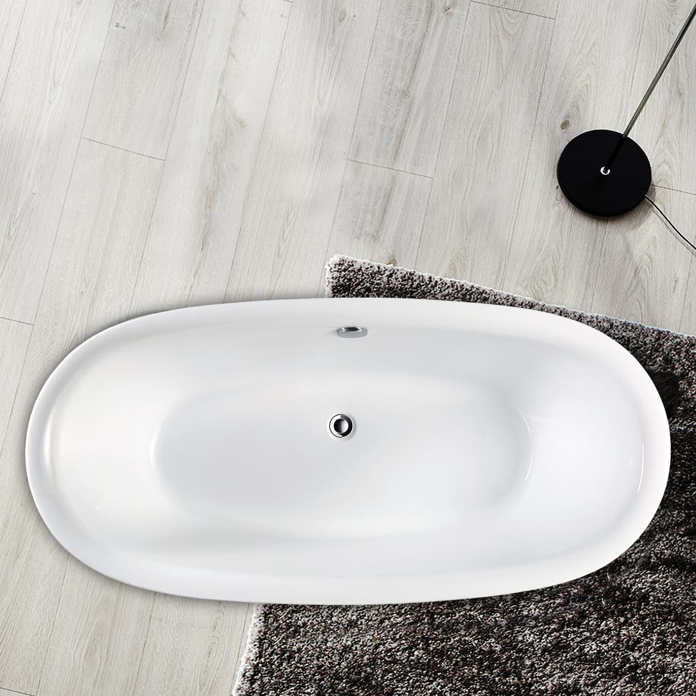 Lille 67 in. Acrylic Flatbottom Freestanding Bathtub in White - Super Arbor