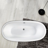 Lille 67 in. Acrylic Flatbottom Freestanding Bathtub in White - Super Arbor
