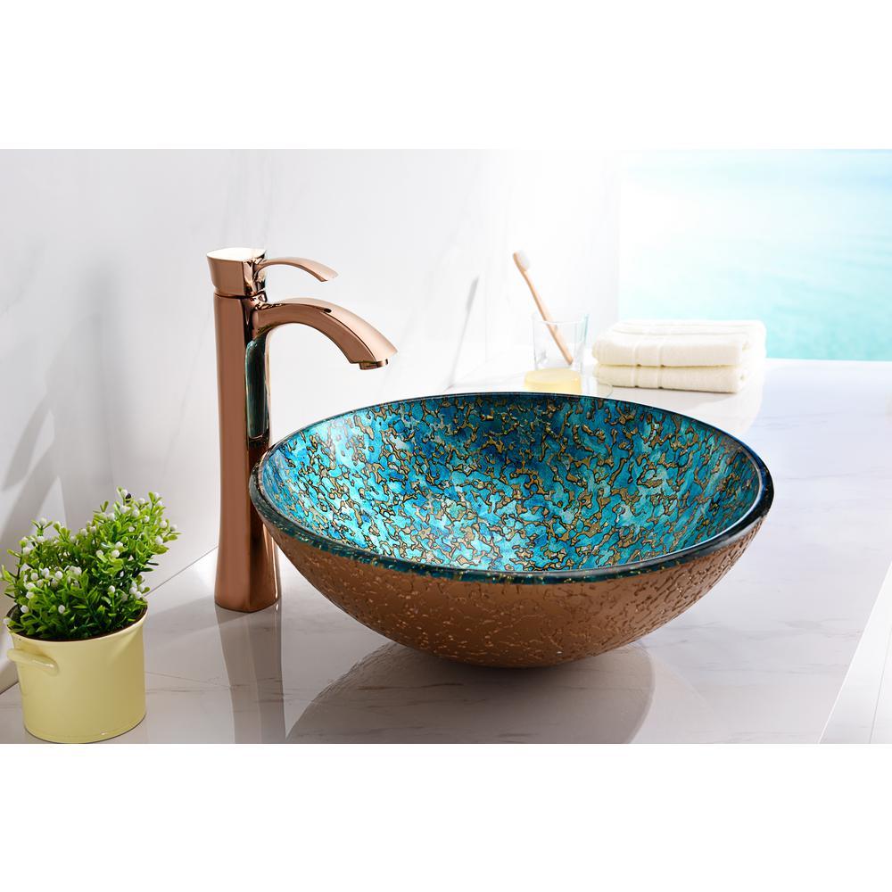 Chrona Series Vessel Sink in Gold/Cyan Mix - Super Arbor