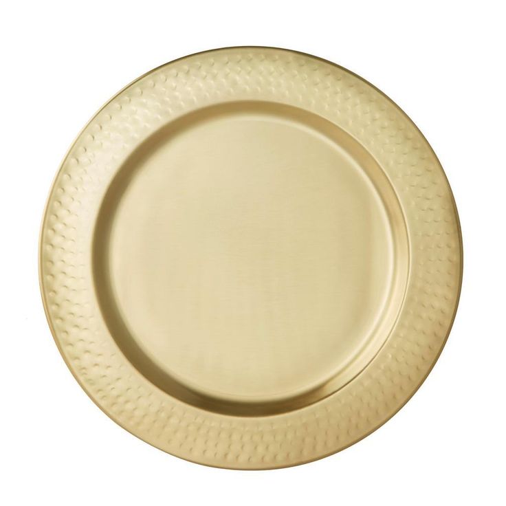 13 in. Decor Champagne SS Hammered Rim Charger Plate (Set of 6)