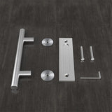 12 in. Stainless Steel Ladder Pull and Flush Sliding Barn Door Handle Set - Super Arbor
