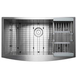 Handcrafted All-in-One Farmhouse Apron Front Stainless Steel 33 in. x 20 in. x 9 in. Single Bowl Kitchen Sink - Super Arbor