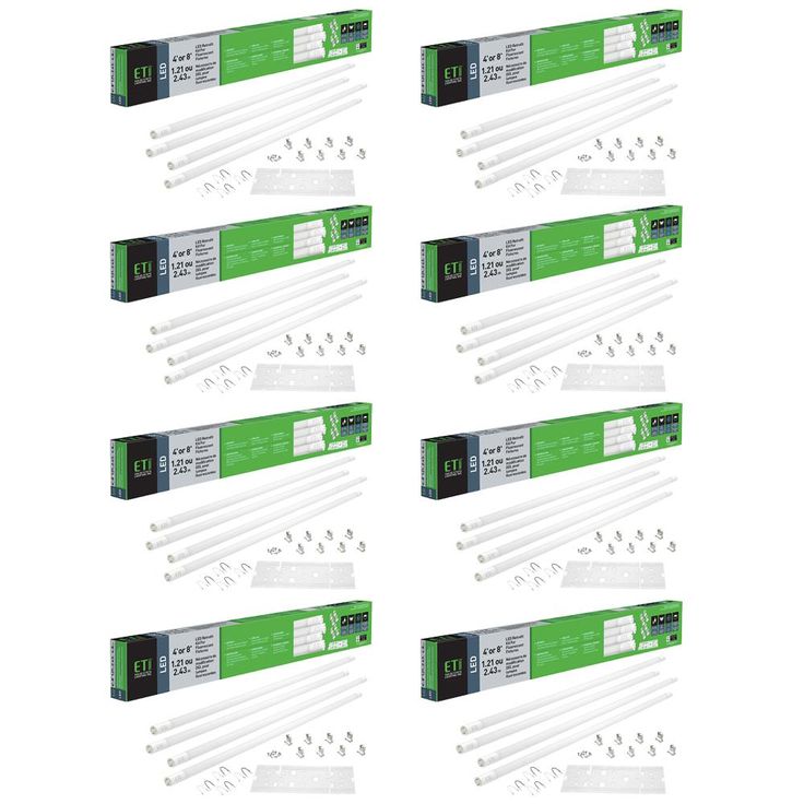 ETi 48-Watt 4 ft. Linear LED Tube Light Bulb Retrofit Conversion Kit Replaces 8 ft. T8 T12 Fluorescent 7200 Lumens (8-Pack)