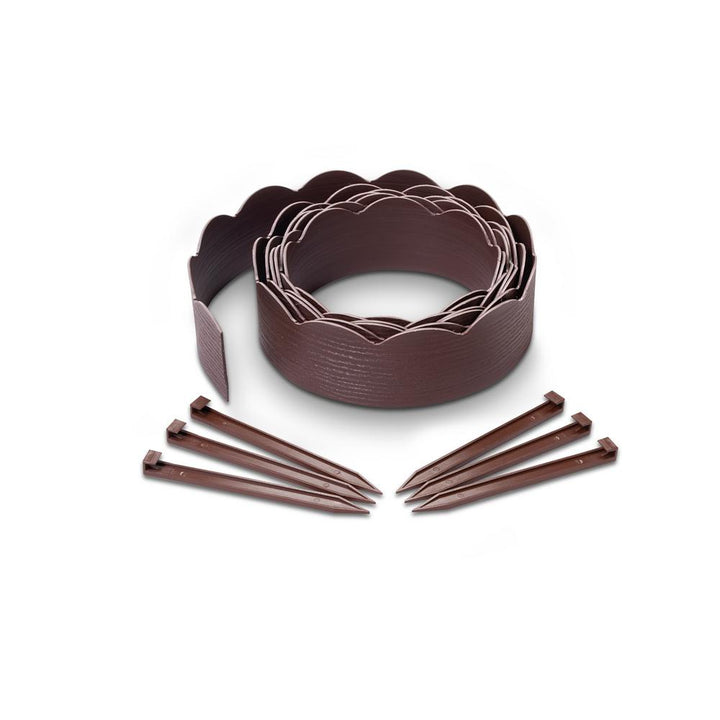 EasyFlex 20 ft. Brown Woodgrain 2-in-1 Plastic Landscape Edging Kit - Super Arbor