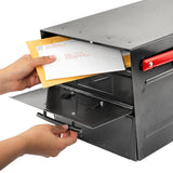 Oasis Eclipse Pewter Locking Parcel Mailbox with Red Flag - Super Arbor